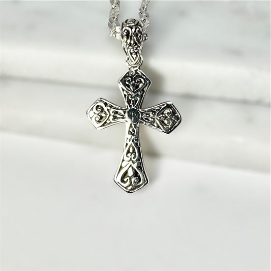 Mixed Metals Hammered Cross Pendant