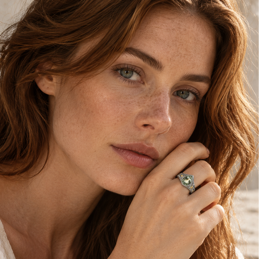 Prasiolite Teardrop Ring
