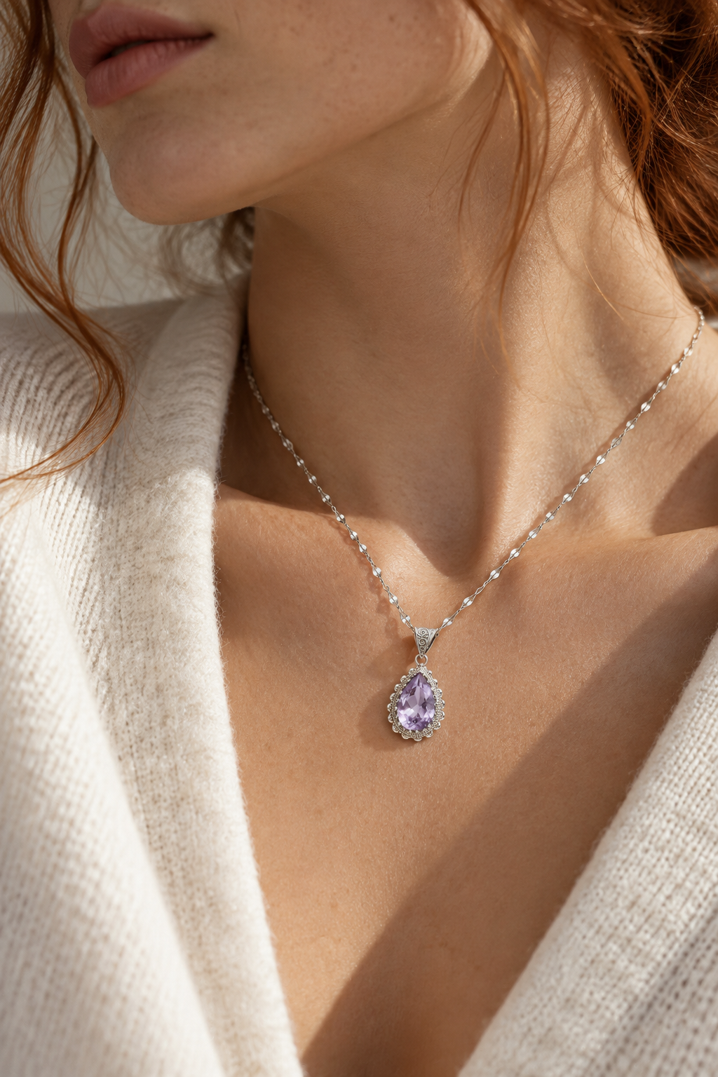 Teardrop Amethyst Necklace