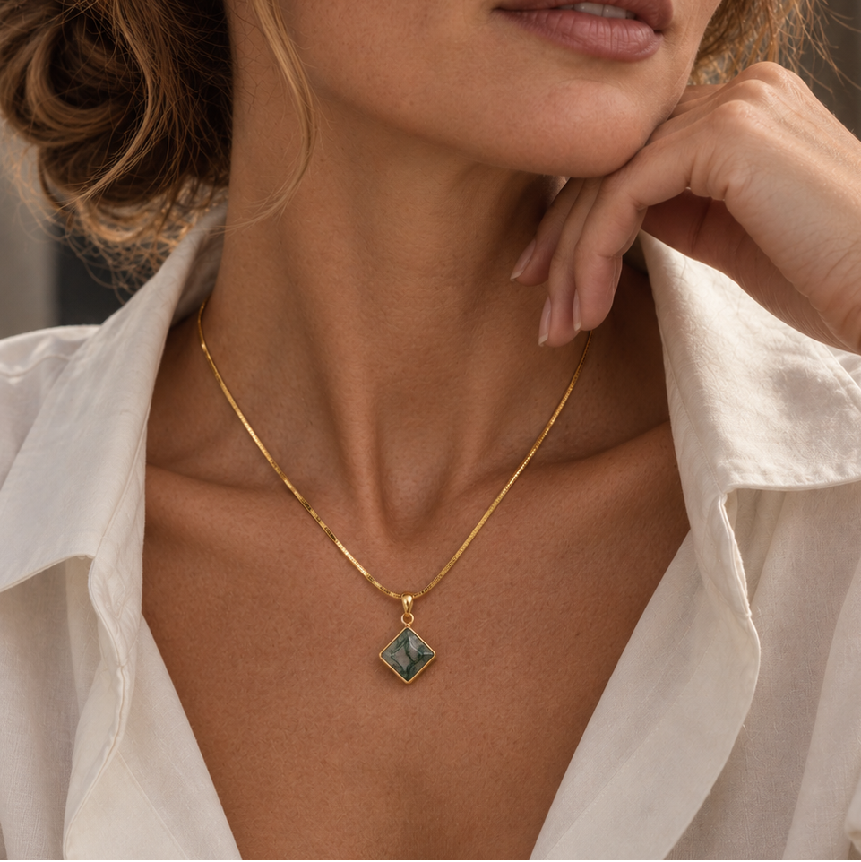 Moss Agate Pendant Necklace