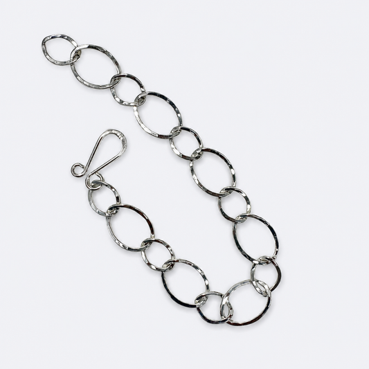 Hammered Oval Chain Bracelet