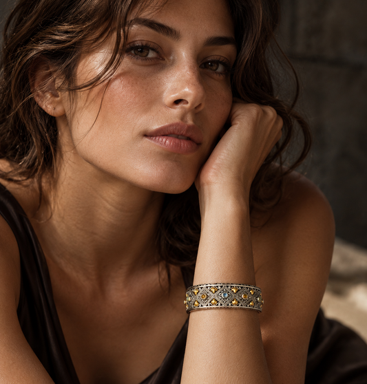 Mosaic Filigree Cuff Bracelet
