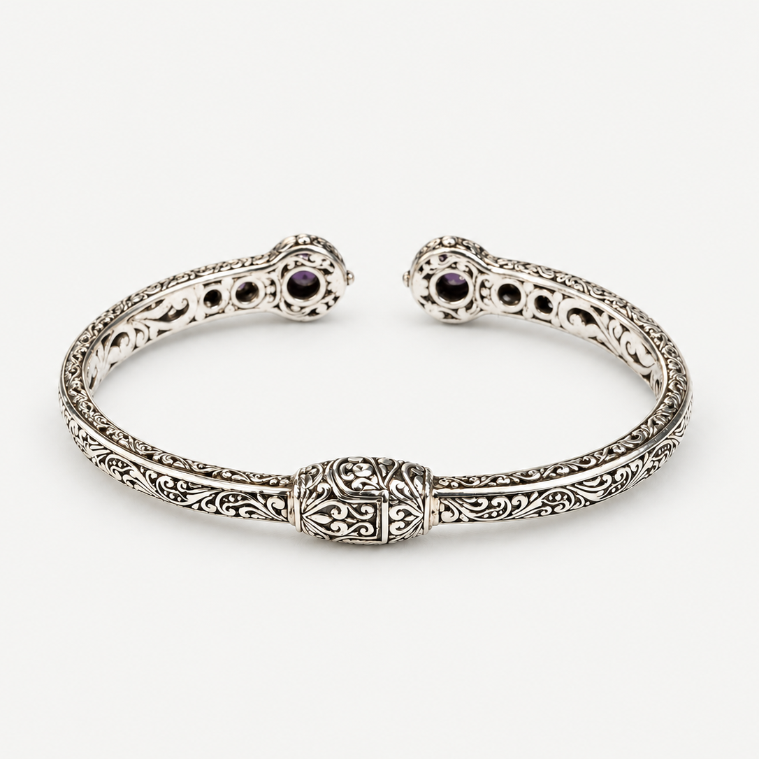 Ornate Pink Topaz Cuff Bracelet