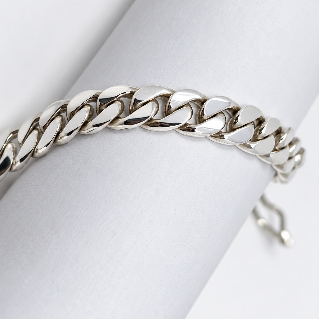 VILOS polished Cuban link bracelet full view