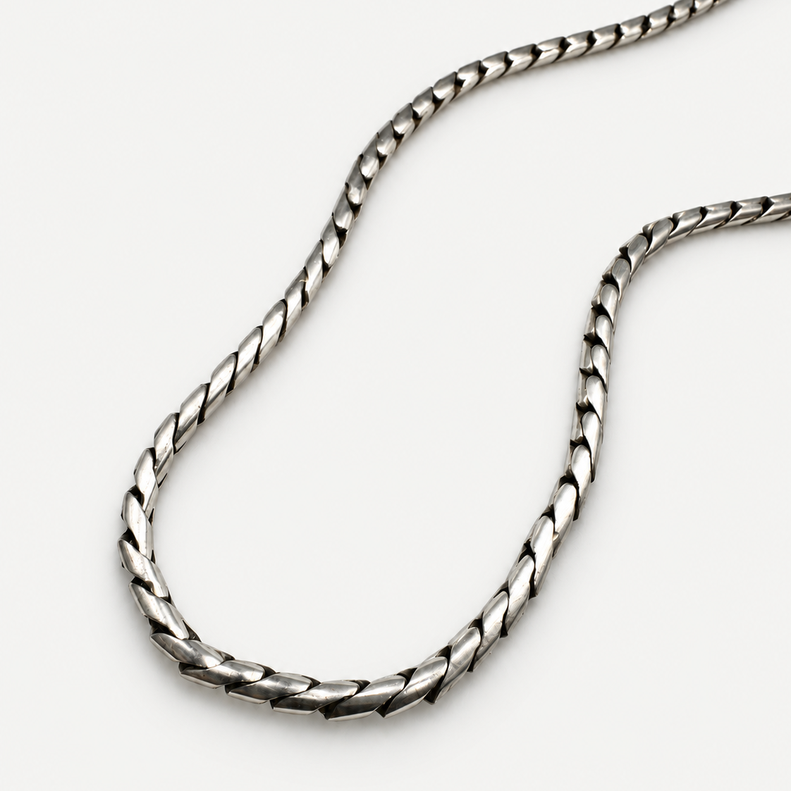 Curb Wheat Necklace in Sterling Silver .925, alternate view