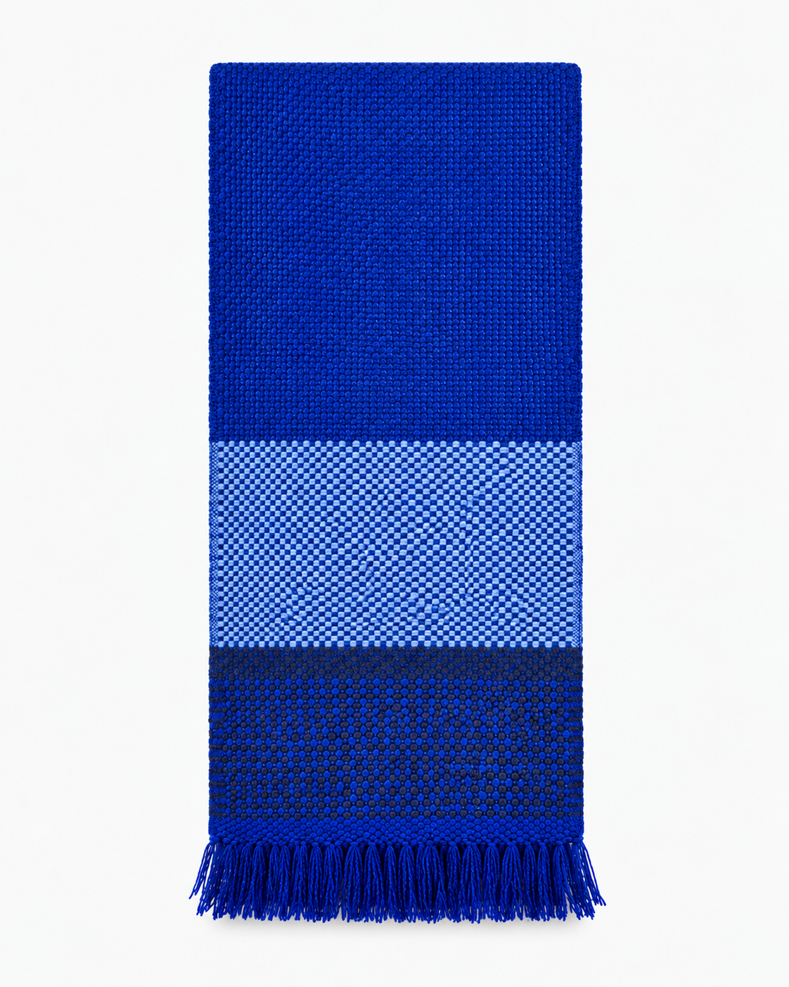 Cobalt blue colorblock scarf folded view
