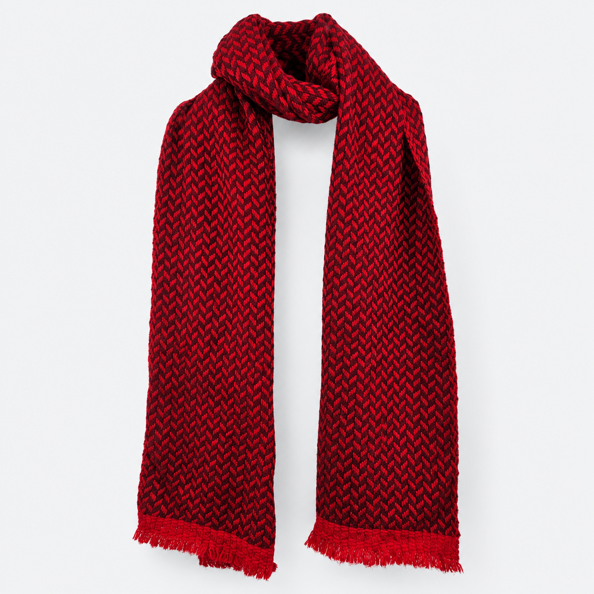 Crimson Chevron Cashmere Scarf full studio product view