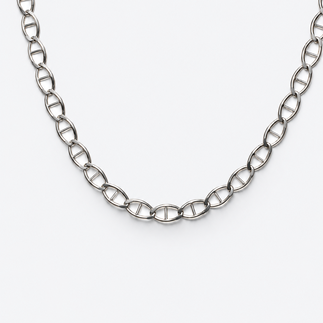 Signature Mariner Link Necklace detail in sterling silver