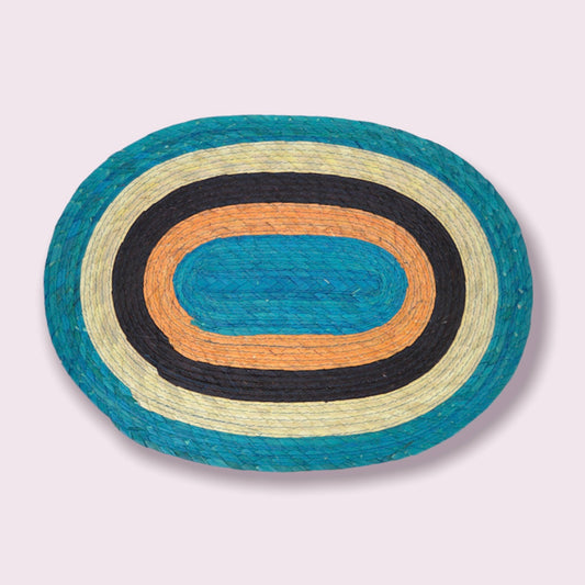 Carnival Oval Placemats Aqua & Brown