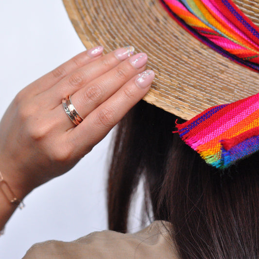 Hammered Sterling & Copper Band