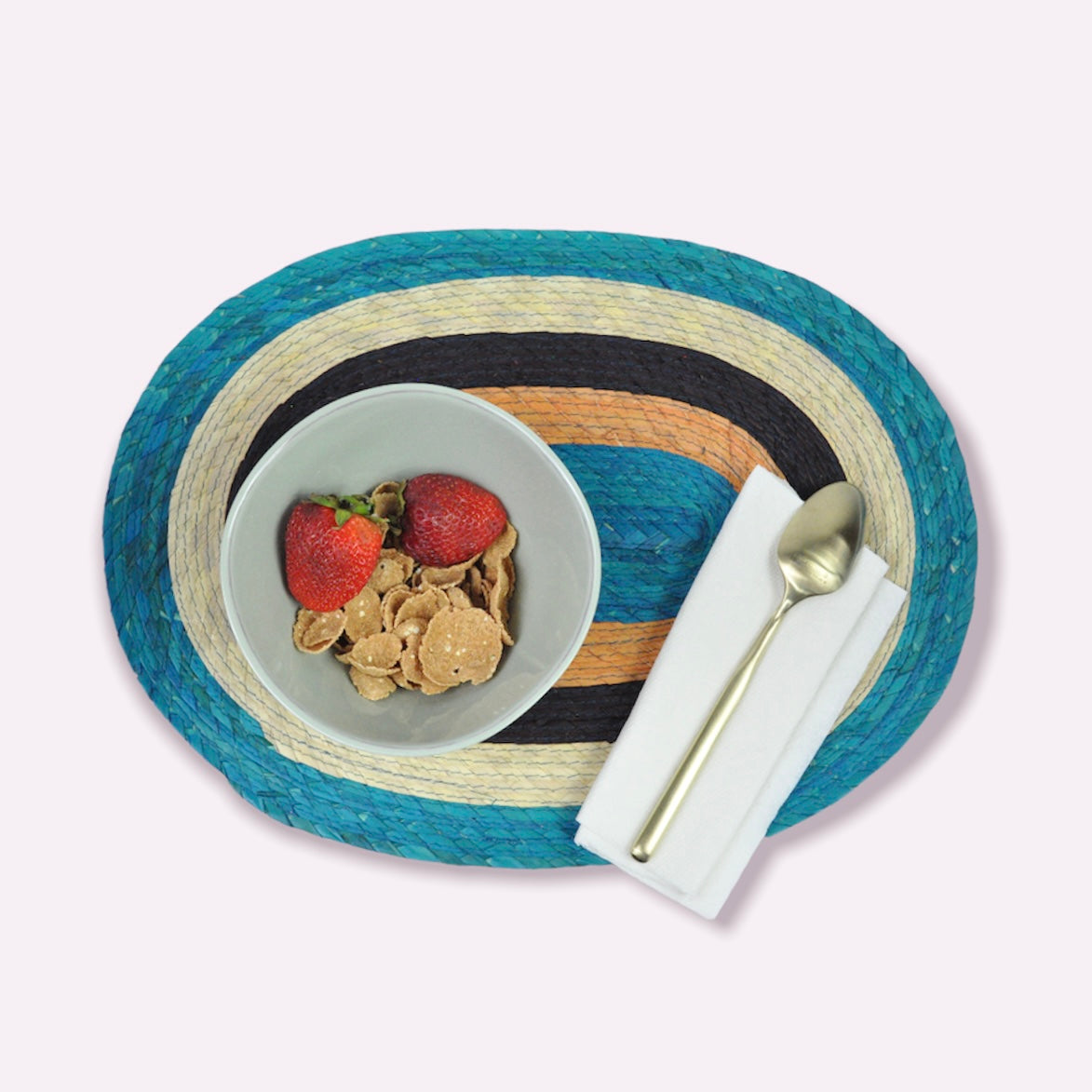 Carnival Oval Placemats Aqua & Brown