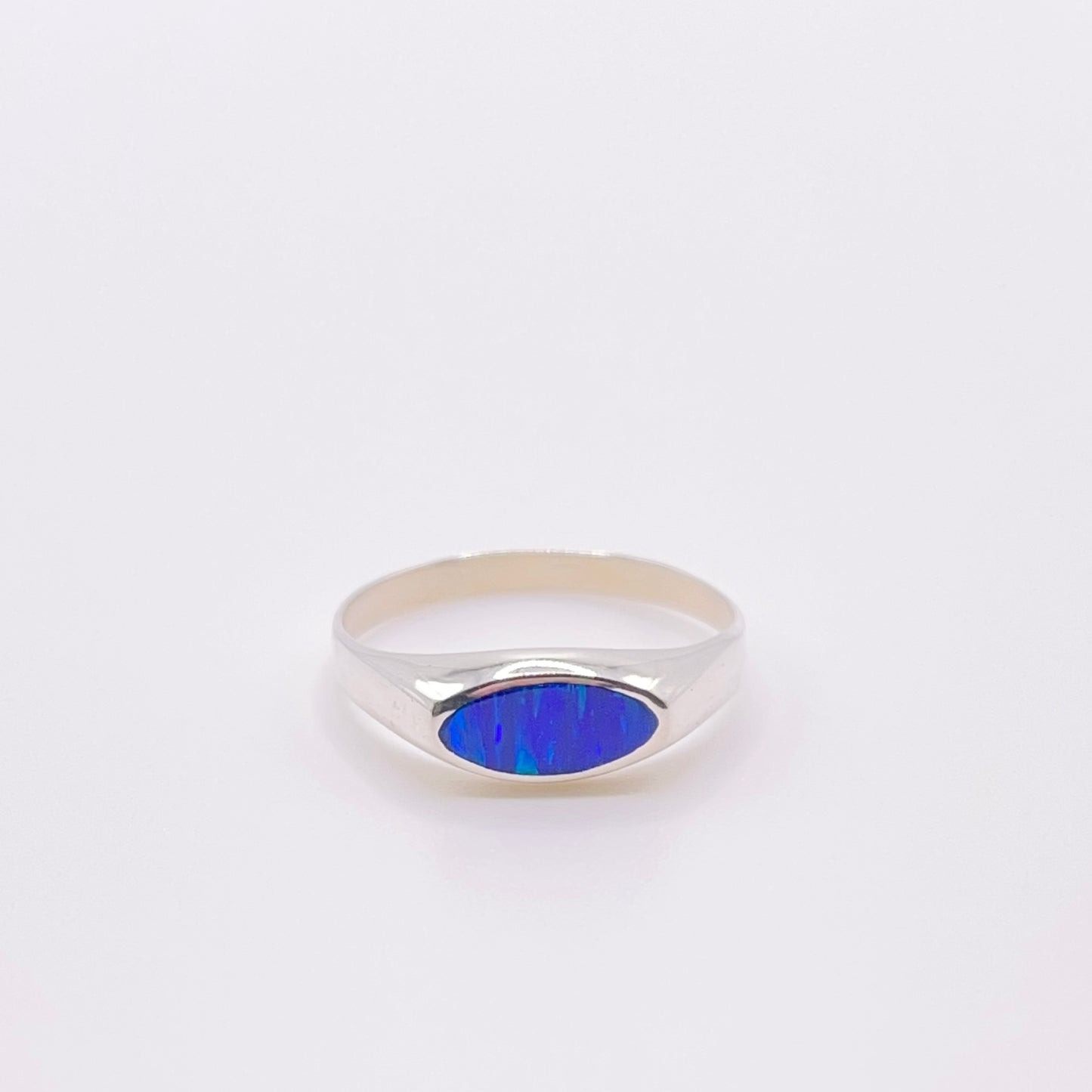 Itty Bitty Midnight Blue Opal Ring