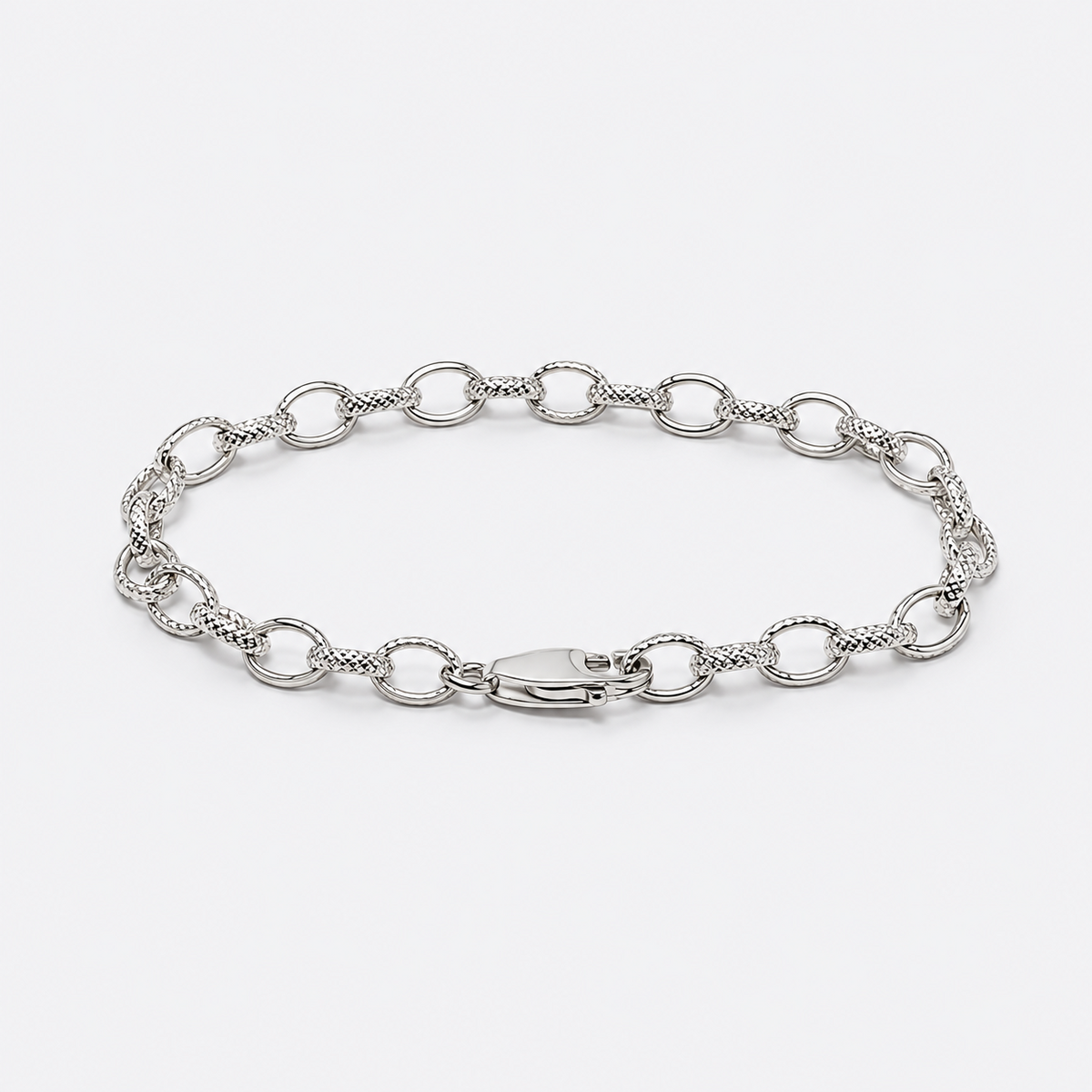 VILOS alternating textured oval link bracelet complete product view