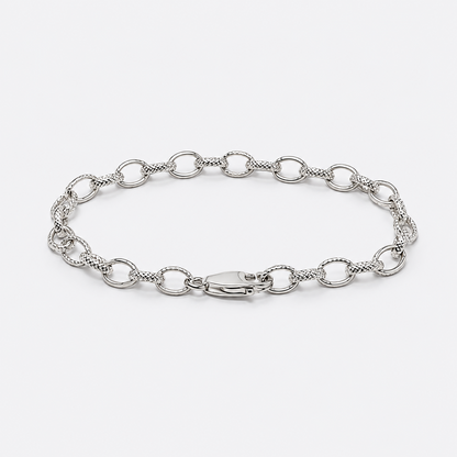 VILOS alternating textured oval link bracelet complete product view