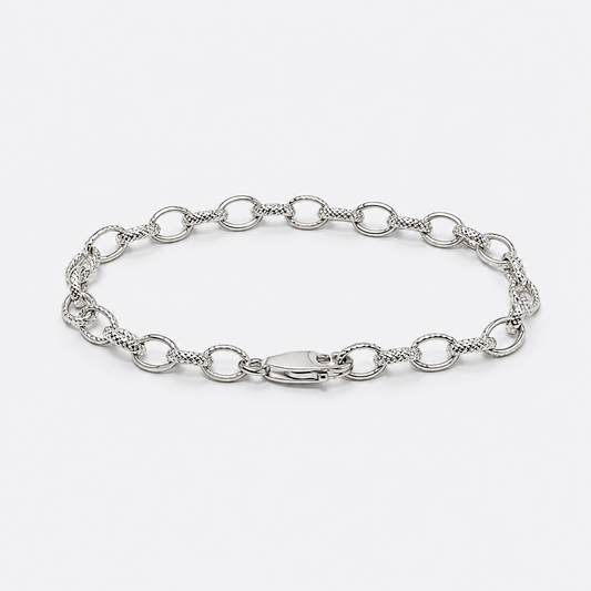 VILOS alternating textured oval link bracelet complete product view