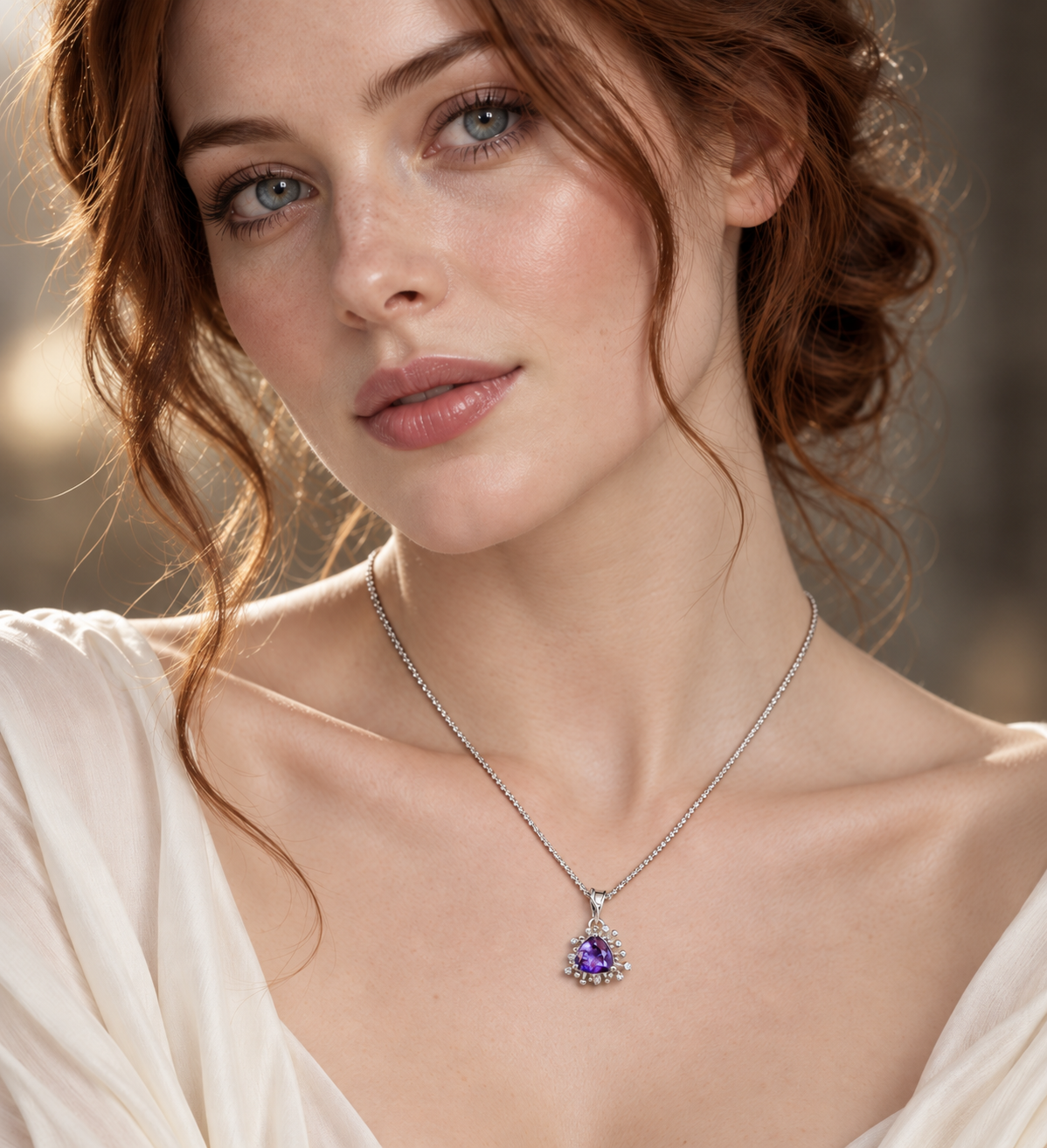 Amethyst Starburst Pendant Necklace