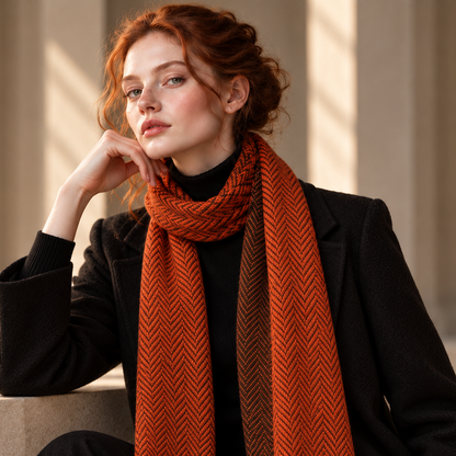Rust Herringbone Scarf