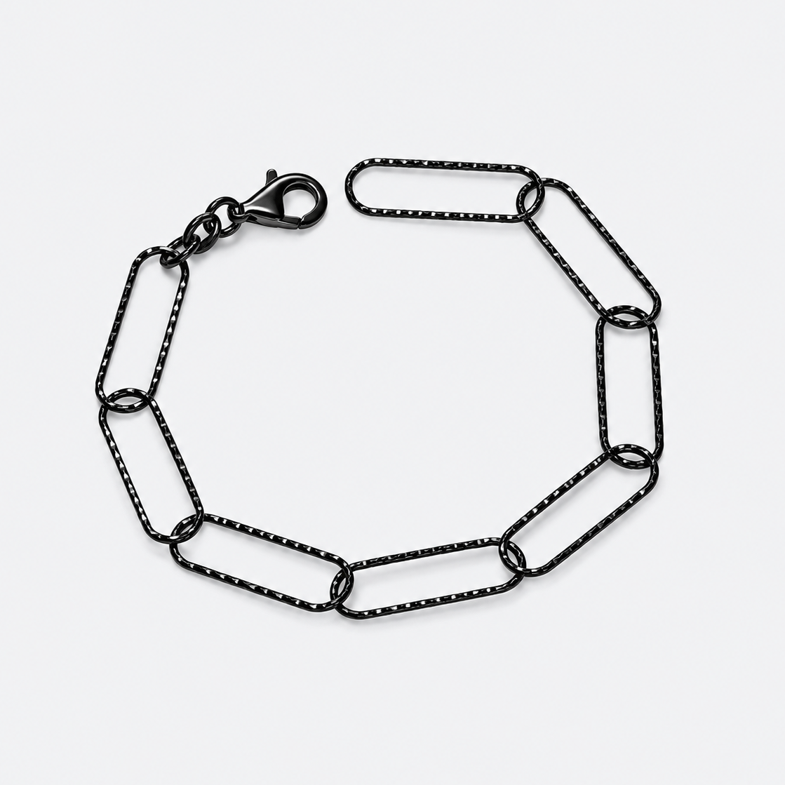 VILOS black faceted paperclip chain bracelet full view