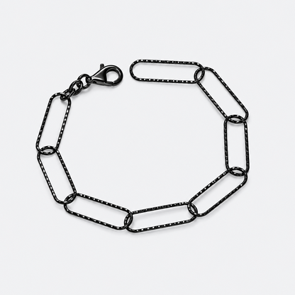 VILOS black faceted paperclip chain bracelet full view