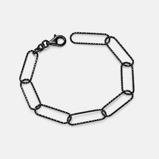 VILOS black faceted paperclip chain bracelet full view