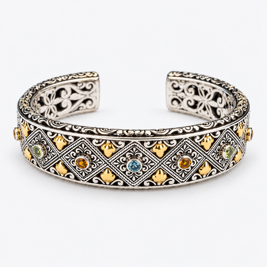 Mosaic Filigree Cuff Bracelet