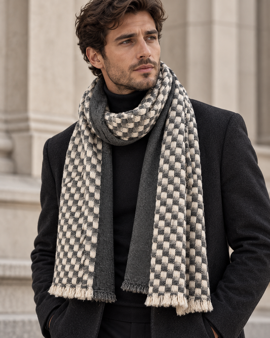 Charcoal Checkered Scarf