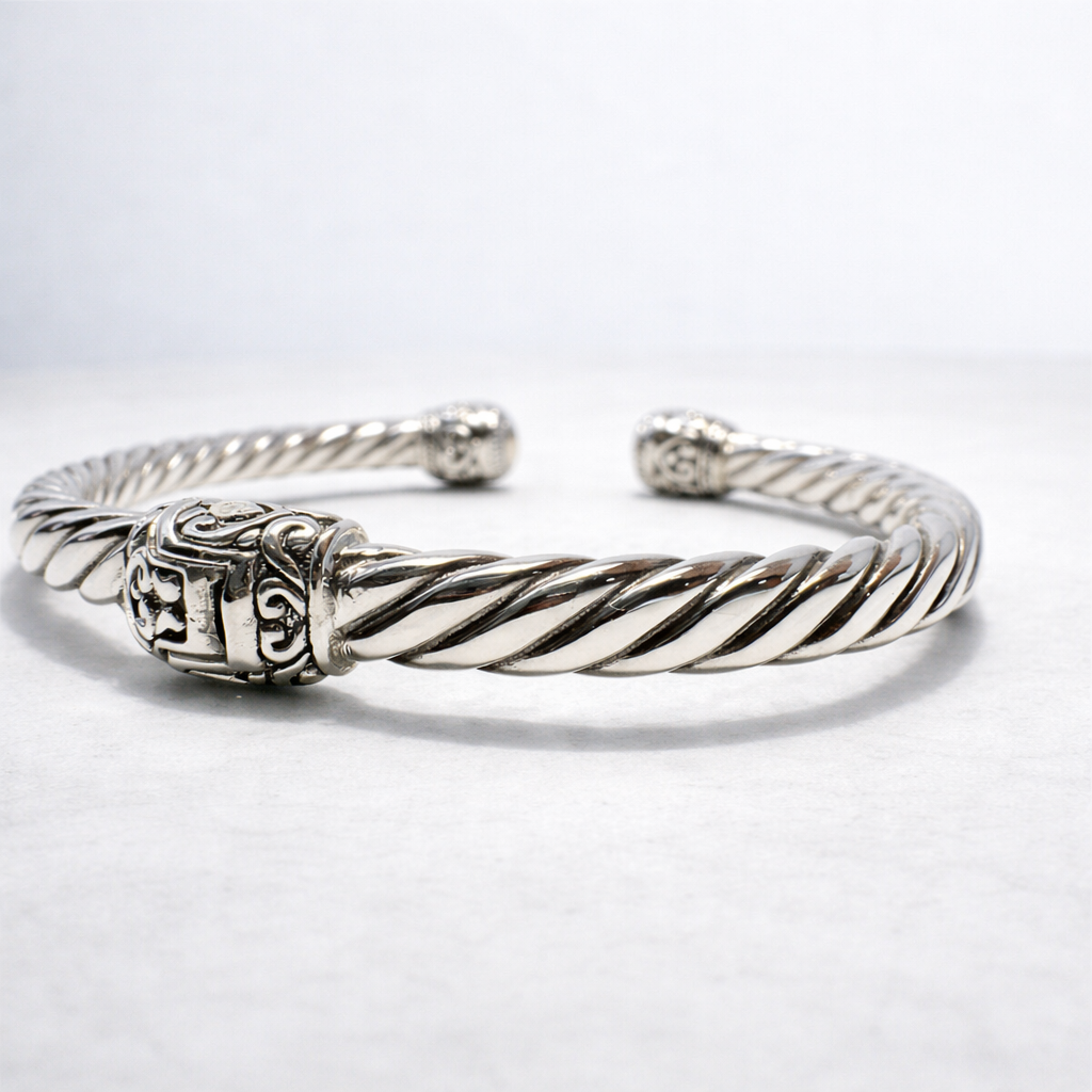 Hollow Cable Cuff Bracelet