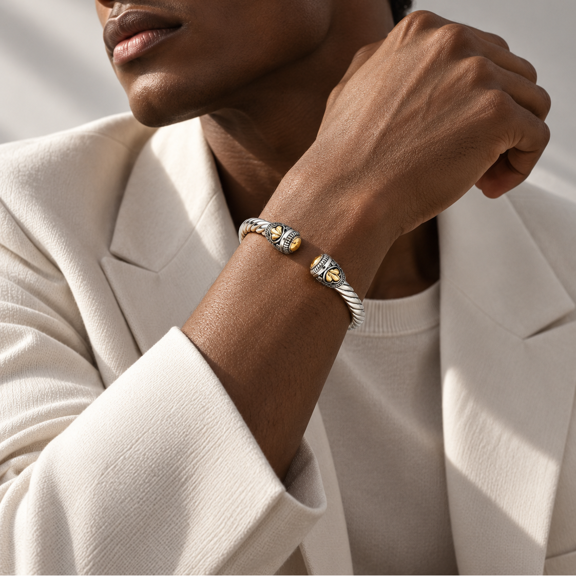 Hollow Cable Cuff Bracelet