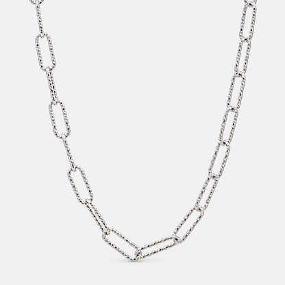 Frosted Paper Clip Necklace