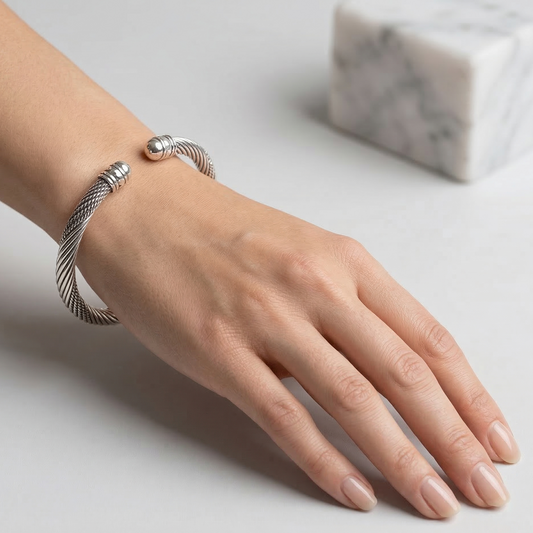 Patterned Cable Cuff Bracelet