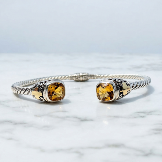 Cross & Citrine Cuff Bracelet