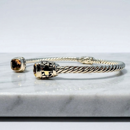 Cross & Citrine Cuff Bracelet