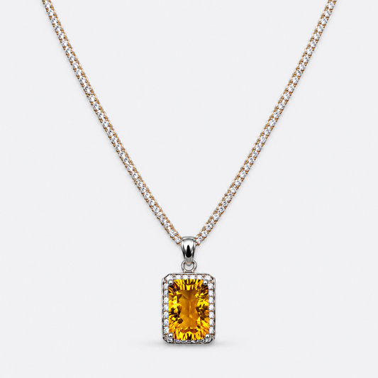 Citrine Halo Necklace