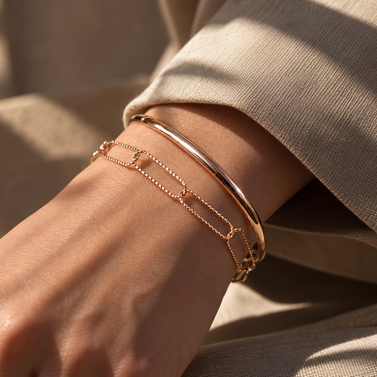 Faceted Rose Gold Paperclip Bracelet