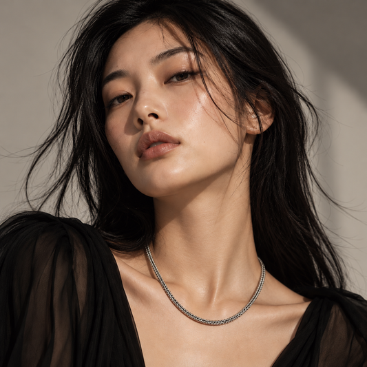 Thin Woven Silver Chain Necklace