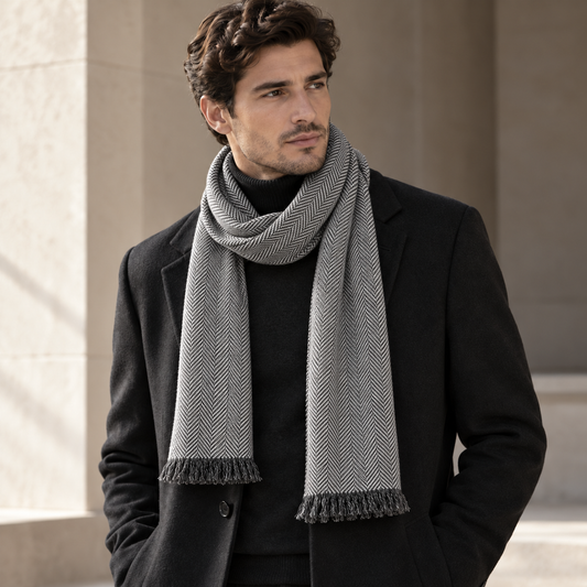 Gray Herringbone Scarf