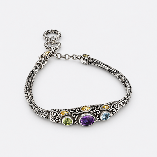 Trio Gemstone Woven Bracelet