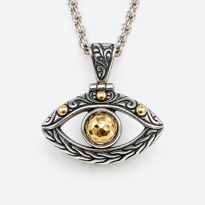 Mixed Metals Evil Eye Necklace