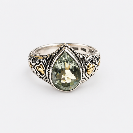 Prasiolite Teardrop Ring