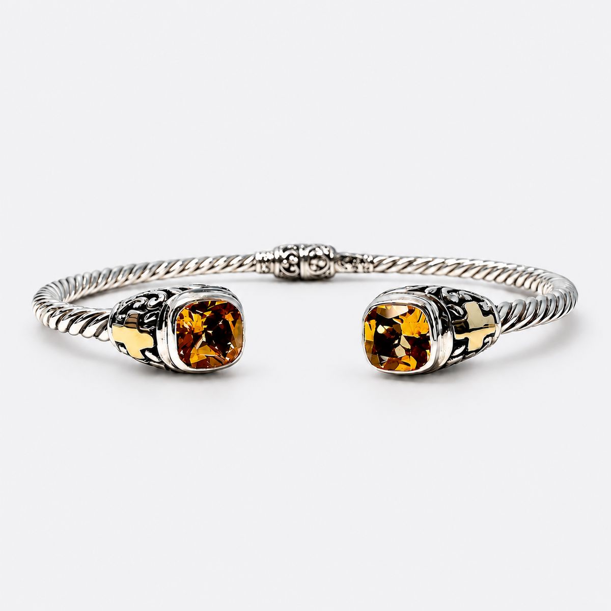 Cross & Citrine Cuff Bracelet