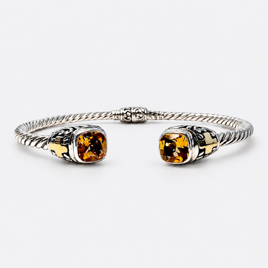Cross & Citrine Cuff Bracelet