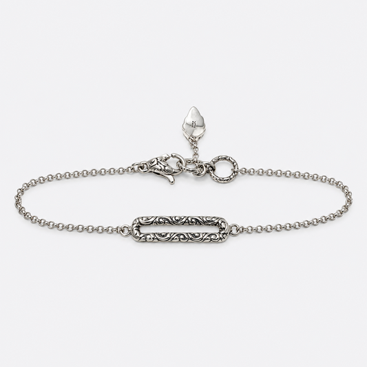 VILOS sterling silver ornamental bar bracelet full view