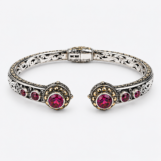 Ornate Pink Topaz Cuff Bracelet