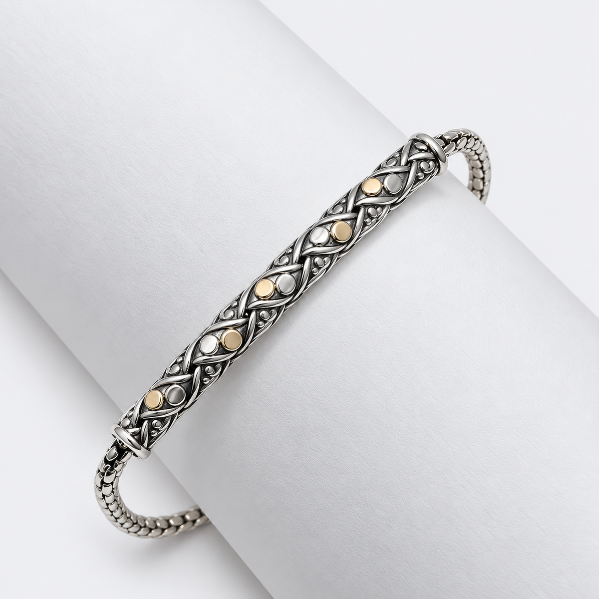 VILOS ornate filigree bracelet detail on display