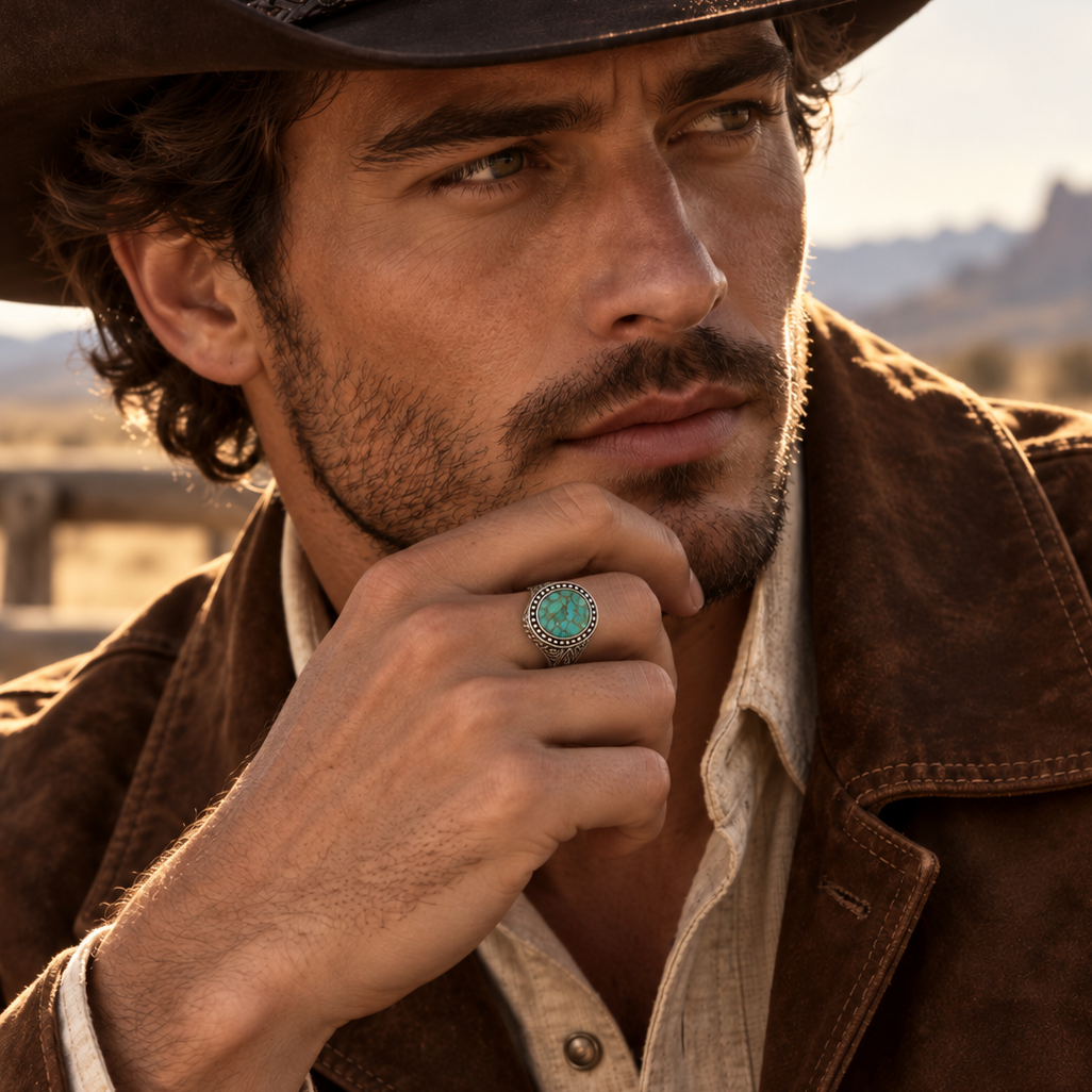 Matrix Turquoise Signet Ring