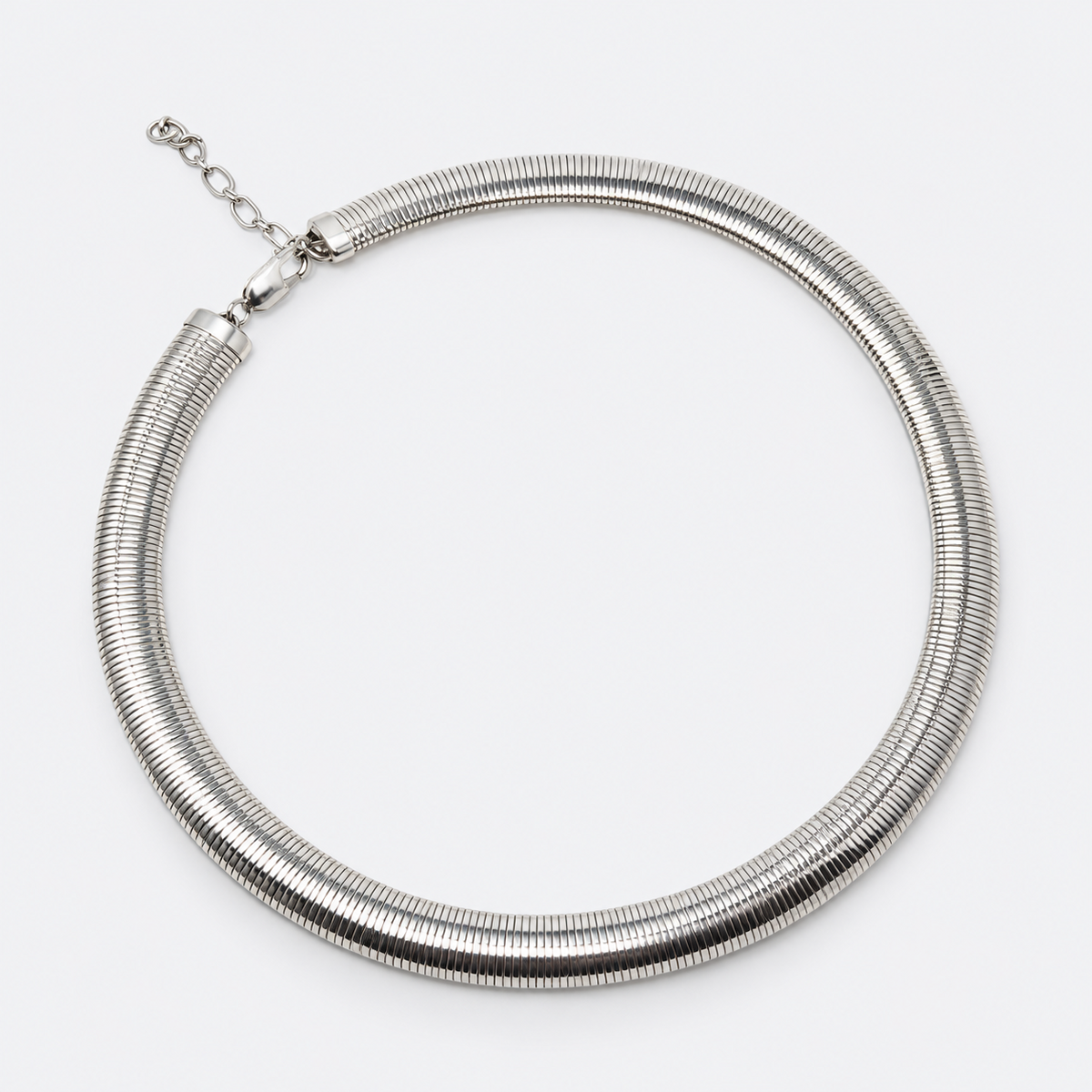 VILOS polished tubular snake chain necklace full view