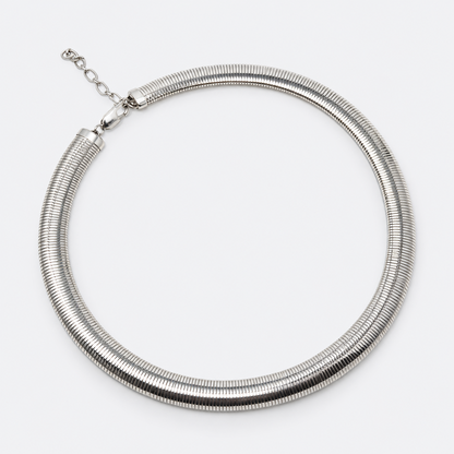 VILOS polished tubular snake chain necklace full view