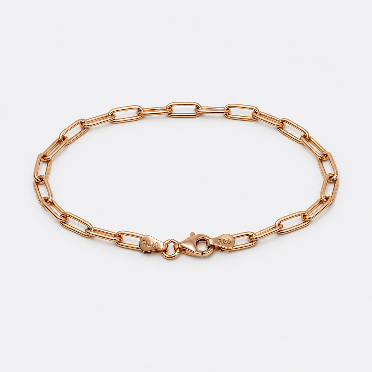 VILOS rose gold paperclip chain bracelet full view