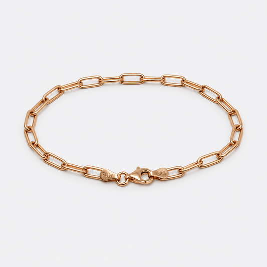 VILOS rose gold paperclip chain bracelet full view