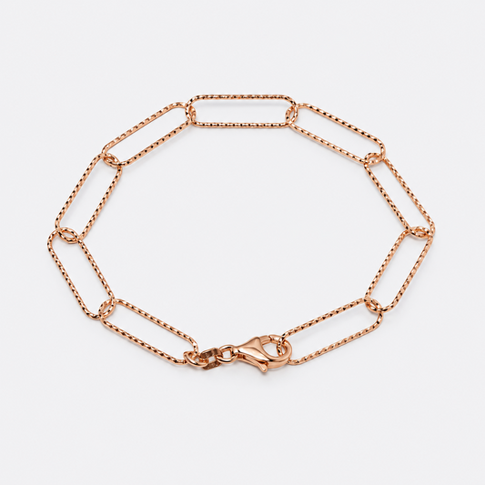VILOS faceted rose gold paperclip bracelet full view